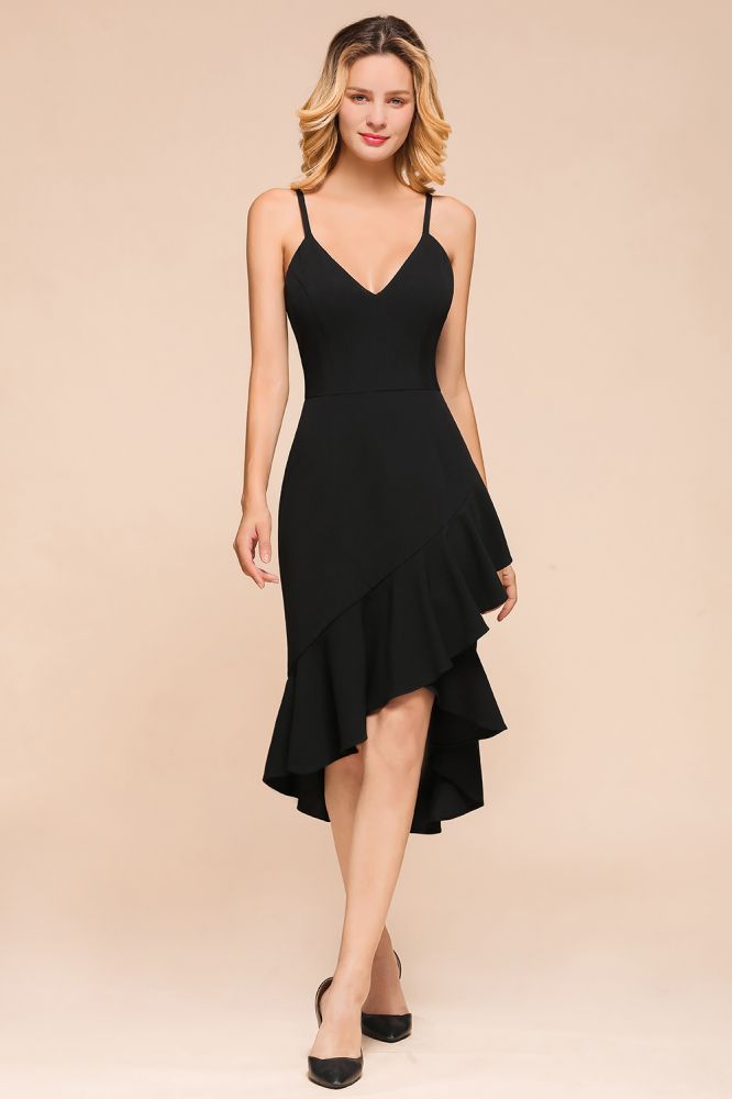 Looking for Prom Dresses,Evening Dresses in Healthy cloth, Column,Mermaid style, and Gorgeous  work  MISSHOW has all covered on this elegant Sexy Spaghetti Straps Sweetheart Slim Hi-Lo Party Dress Vintage Backless Black Prom Dress.