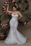 Sexy Sweetheart Sleeveless Lace Mermaid Wedding Dress With Applique