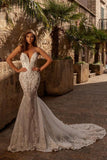 Sexy sweetheart sleeveless mermaid lace Wedding dresses-misshow.com