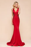 Looking for Prom Dresses,Evening Dresses in Healthy cloth, A-line style, and Gorgeous Lace,Rhinestone work  MISSHOW has all covered on this elegant Sexy V-neck Sleeveless Mermaid Evening Maxi Gown Floral Appliques Party Dress with Sweep Train.