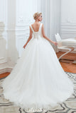 MISSHOW offers Sexy V-Neck Sleeveless Princess Spring Wedding Dress, White Low Back Bridal Gowns with Belt at a good price from White,Ivory,Satin,Tulle to A-line,Ball Gown,Princess Floor-length them. Stunning yet affordable Sleeveless .