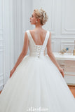 MISSHOW offers Sexy V-Neck Sleeveless Princess Spring Wedding Dress, White Low Back Bridal Gowns with Belt at a good price from White,Ivory,Satin,Tulle to A-line,Ball Gown,Princess Floor-length them. Stunning yet affordable Sleeveless .