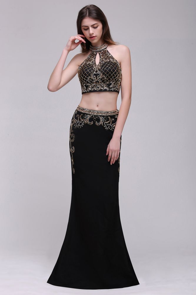 MISSHOW offers gorgeous Black High Neck party dresses with delicately handmade Beading,Crystal in size 0-26W. Shop Floor-length prom dresses at affordable prices.