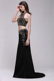 MISSHOW offers gorgeous Black High Neck party dresses with delicately handmade Beading,Crystal in size 0-26W. Shop Floor-length prom dresses at affordable prices.