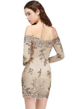 MISSHOW offers gorgeous Light Champagne Off-the-shoulder party dresses with delicately handmade Sequined in size 0-26W. Shop Mini prom dresses at affordable prices.