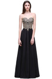 Sheath Scoop Floor-Length Applique Sleeveless Long Black Prom Dresses