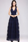 MISSHOW offers Sheath V-neck Floor-length Lace Navy Blue Prom Dress at a cheap price from Red,Burgundy,Grape,Lavender,Sky Blue,Black,Silver,Mint Green, Lace to Column Floor-length hem. Stunning yet affordable Sleeveless Prom Dresses,Bridesmaid Dresses.