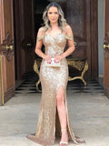 Sheath/Column Off-the-Shoulder Sleeveless Sequins Ruched Prom Dresses