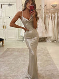Sheath/Column Straps Sleeveless Ruched Floor-Length Prom Dresses