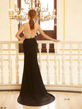 Sheath/Column V-neck Beading Sleeveless Spandex Prom Dresses