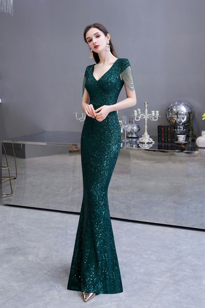 Sparkly Green Mermaid Sequin Long Prom Dress | KissProm