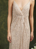 Shiny Sequins Spaghetti Straps V-neck Floor-length Mermaid Bridesmaid/Prom Dress-misshow.com
