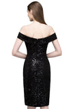 MISSHOW offers Short Sequined Sheath Off-shoulder Black Prom Dresses at a cheap price from Black, Sequined to Column Mini hem. Stunning yet affordable Sleeveless Prom Dresses,Homecoming Dresses.