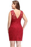 Looking for plussizedress in Lace, A-line style, and Gorgeous Lace work  MISSHOW has all covered on this elegant Short Sleeveless Mermaid Scoop Plus size Lace Cocktail Dresses.