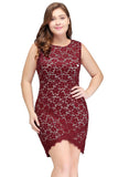 Looking for plussizedress in Lace, A-line style, and Gorgeous Lace work  MISSHOW has all covered on this elegant Short Sleeveless Mermaid Scoop Plus size Lace Cocktail Dresses.