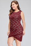 Looking for plussizedress in Lace, A-line style, and Gorgeous Lace work  MISSHOW has all covered on this elegant Short Sleeveless Mermaid Scoop Plus size Lace Cocktail Dresses.