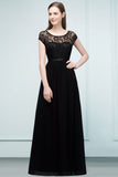 Short Sleeves Lace A-line Floor Length Bridesmaid Dresses with Sash