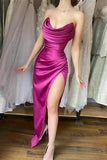 Simple Ankle Length Strapless Sexy Prom Dresses With Slit-misshow.com