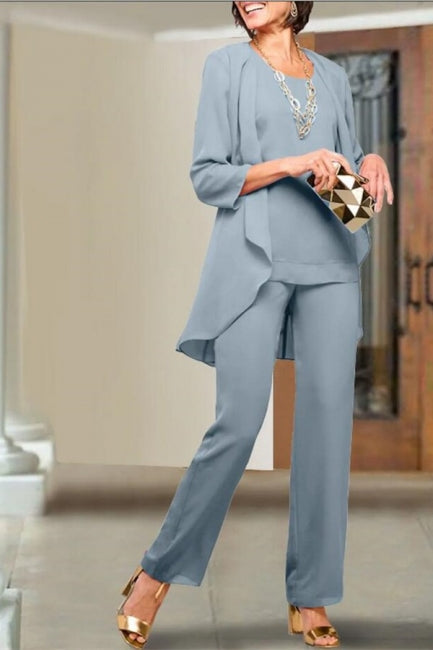 Simple Chiffon Mother Of The Bride Dresses Royal Blue Bridesmaid Jumpsuit-misshow.com
