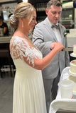 Simple Half-Sleeve Chiffon Sheath Wedding Dresses Bridal Gowns With Lace-misshow.com