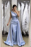 Simple Long Blue Sleeveless Mermaid Evening Dress-misshow.com