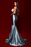 Simple Long Glitter Mermaid Spaghetti Straps Evening dresses-misshow.com