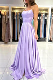 Simple Long Lilac A-line Sleeveless Prom Dresses