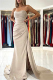 Simple Long Mermaid Sleeveless Prom Dresses With Slit-misshow.com