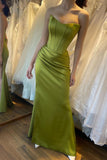 Simple Long Mermaid Strapless Floor Length Prom Dress-misshow.com