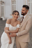 Simple Off-the-shoulder Mermaid Wedding Dresses With Slit-misshow.com