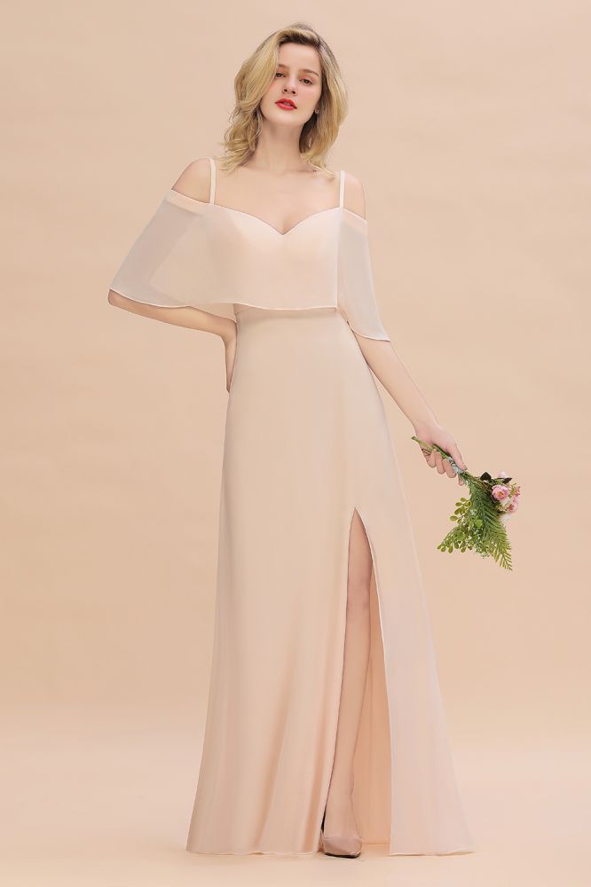 MISSHOW offers Simple Spaghetti Straps Tiered Bridesmaid Dresses, Side Slit A-Line Sleeveless Evening Maxi Dresses at a good price from White,Ivory,Blushing Pink,Candy Pink,Pearl Pink,Dusty Rose,Watermelon,Red,Fuchsia,Burgundy,Chocolate,Brown,Gold,Champagne,Orange,Yellow,Daffodil,Regency,Grape,Lilac,Lavender,Sky Blue,Pool,Ocean Blue,Royal Blue,Ink Blue,Dark Navy,Black,Silver,Dark Green,Jade,Green,Sage,Mint Green, to A-line Floor-length them. Stunning yet affordable Sleeveless Prom Dresses.