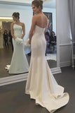 Simple Strapless Pretty Mermaid Long Elegant Ivory Sweep Train Elegant Wedding Dresses
