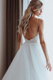 Simple Sweetheart Sleeveless A-Line Wedding Dresses With Lace-misshow.com