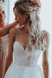 Simple Sweetheart Sleeveless A-Line Wedding Dresses With Lace-misshow.com