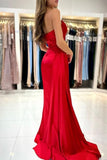 Simple sweetheart sleeveless mermaid satin prom dresses splitfront-misshow.com