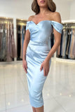 Simple v-neck cap sleeves column satin evening dresses with ruffles-misshow.com