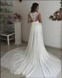 Simple wedding dress with lace | Chiffon summer wedding dresses-misshow.com