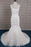Sleek Square Neck Appliques Pretty Mermaid Elegant Wedding Dresses