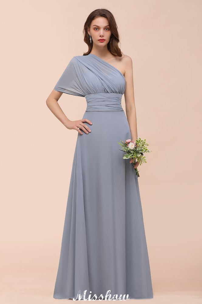 Sleeveless A-line Bridesmaid Dress Floor-Length Formal Dress-misshow.com