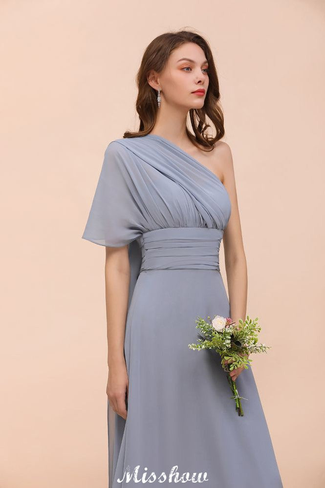 Sleeveless A-line Bridesmaid Dress Floor-Length Formal Dress-misshow.com