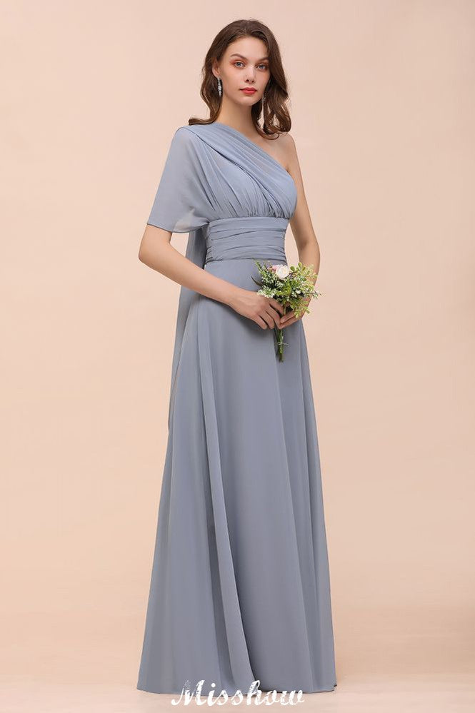 Sleeveless A-line Bridesmaid Dress Floor-Length Formal Dress-misshow.com