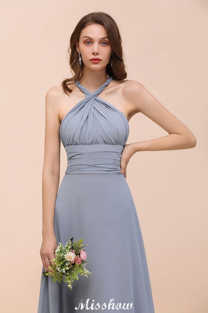 Sleeveless A-line Bridesmaid Dress Floor-Length Formal Dress-misshow.com