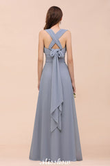 Sleeveless A-line Bridesmaid Dress Floor-Length Formal Dress-misshow.com