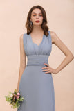 Sleeveless A-line Bridesmaid Dress Floor-Length Formal Dress-misshow.com