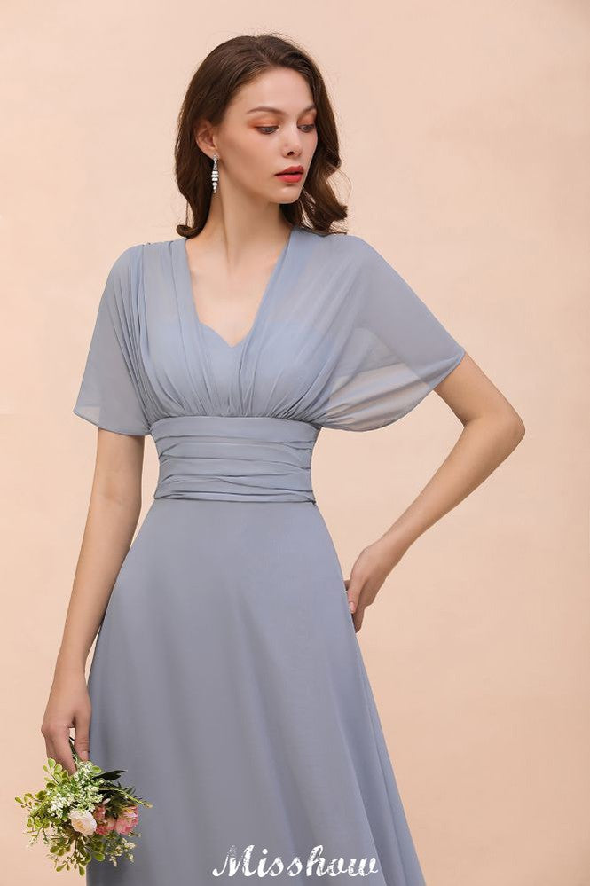 Sleeveless A-line Bridesmaid Dress Floor-Length Formal Dress-misshow.com