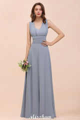 Sleeveless A-line Bridesmaid Dress Floor-Length Formal Dress-misshow.com