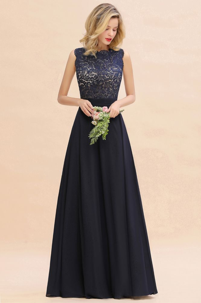 MISSHOW offers Sleeveless A-line Evening Maxi Gown Lace Appliques Floor Length Bridesmaid Dress Formal Party Gown at a good price from Misshow