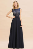 Sleeveless A-line Evening Maxi Gown Lace Appliques Floor Length Bridesmaid Dress Formal Party Gown