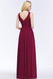 MISSHOW offers Sleeveless A-line V-neck Ruffled Chiffon Bridesmaid Dresses Floor Length Party Dress at a good price from Burgundy,30D Chiffon to A-line Floor-length them. Stunning yet affordable Sleeveless Bridesmaid Dresses.