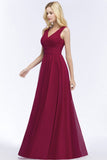 MISSHOW offers Sleeveless A-line V-neck Ruffled Chiffon Bridesmaid Dresses Floor Length Party Dress at a good price from Burgundy,30D Chiffon to A-line Floor-length them. Stunning yet affordable Sleeveless Bridesmaid Dresses.